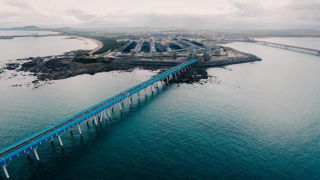 Protesters allegedly entered the Hay Point Coal Terminal and chained themselves to the conveyor belts to protest inadequate emission targets as a part of Frontline Action on Coal's movement, October 25, 2021. Picture: Contributed