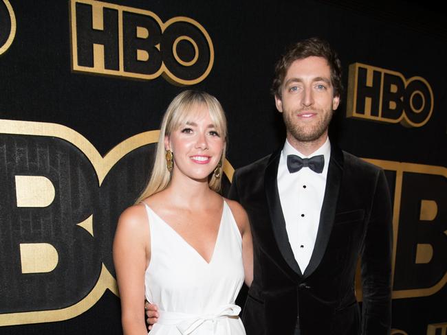 LOS ANGELES, CA - SEPTEMBER 17:  Thomas Middleditch (R) and Mollie Gates arrive at HBO's Post Emmy Awards Reception at the Plaza at the Pacific Design Center on September 17, 2018 in Los Angeles, California.  (Photo by Emma McIntyre/Getty Images)