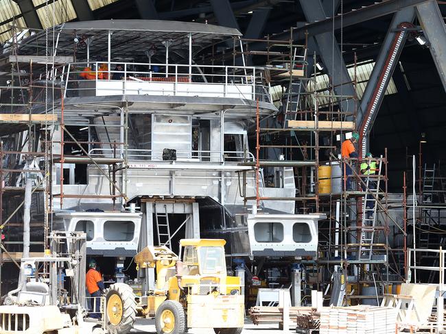 One of the new Sydney Harbour ferries being built at Incat. Picture: SAM ROSEWARNE