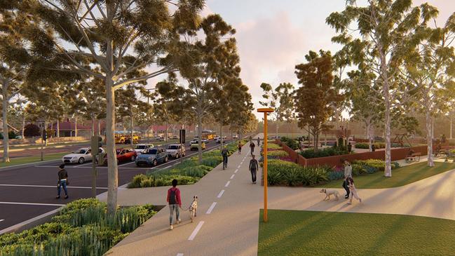 Greensborough Rd will be developed into a boulevard lined with trees and new parklands.