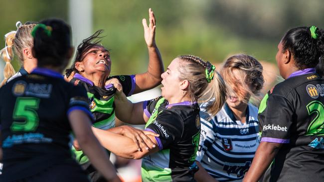 A mass brawl broke out during the NRL NT women's grand final between the Darwin Brothers and Palmerston Raiders. Picture: Pema Tamang Pakhrin