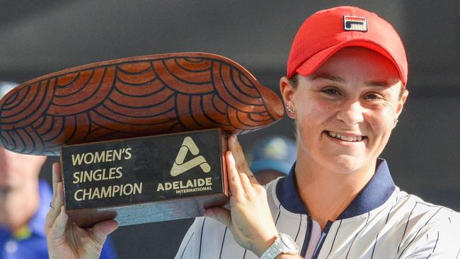 Australian star Ashleigh Barty won the women’s singles title. Picture: Brenton Edwards/AFP