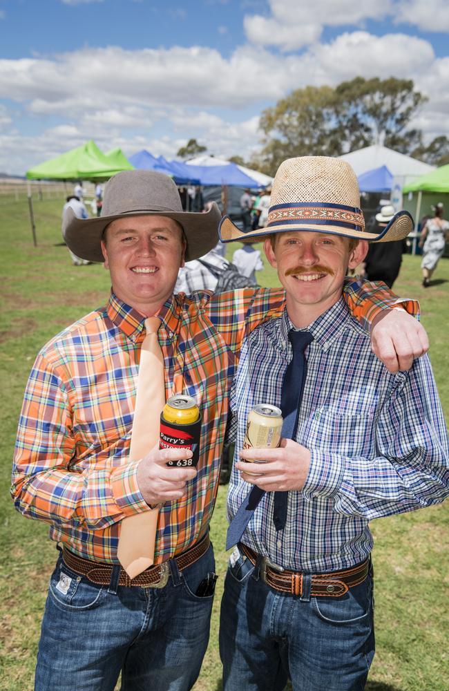 Jackson Liesegang (left) and Tom Parry at the Clifton Races hosted by Clifton Jockey Club, Saturday, October 28, 2023. Picture: Kevin Farmer