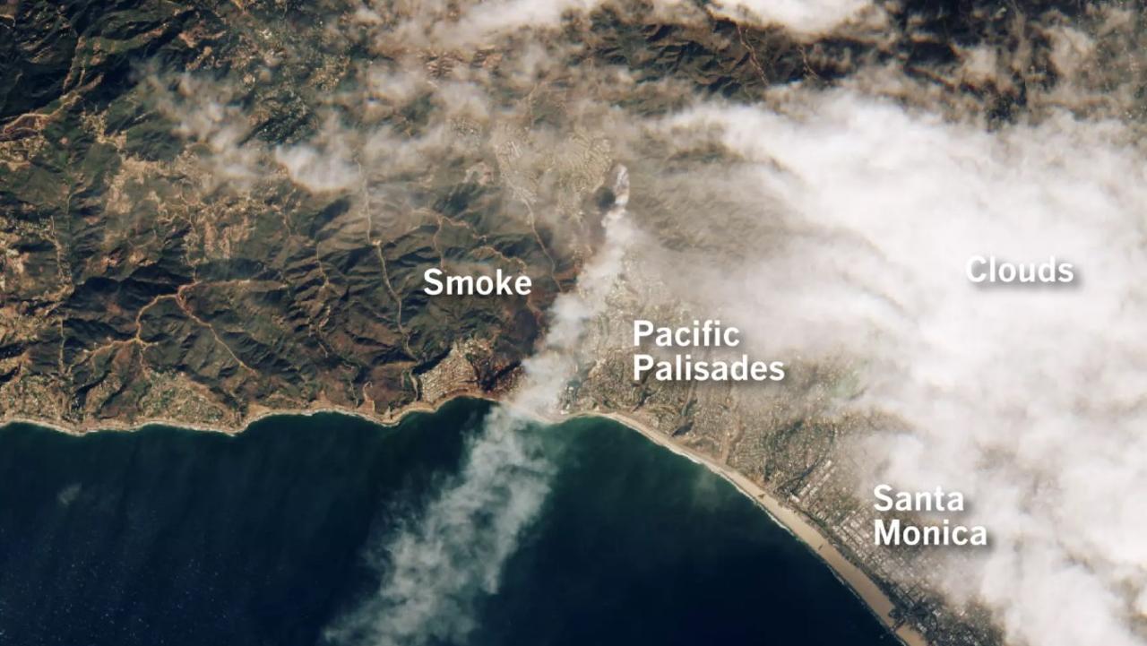 New photos released by NASA have shown the smoke visible from space. Picture: NASA