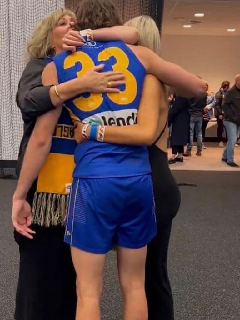 The West Coast Eagles defender was supported by his teammates. Picture: Instagram