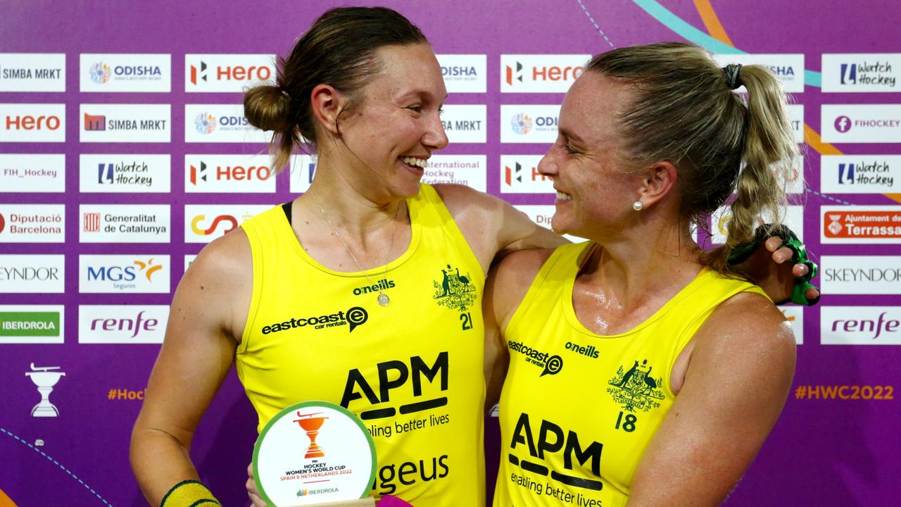 A good laugh goes a long way for new-look Hockeyroos. Picture: Rodrigo Jaramillo