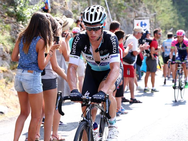 Australian Mark Renshaw makes his way up the last 4km of the climb towards the finish during this year’s Tour de France. Photo: Sarah Reed.