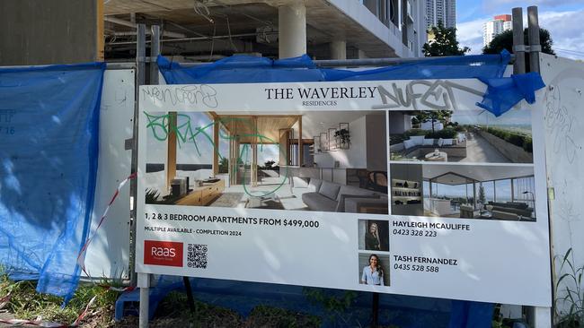 The site of 60-apartment Waverley Residences in Southport, the day its builder Descon Group Australia went into liquidation.