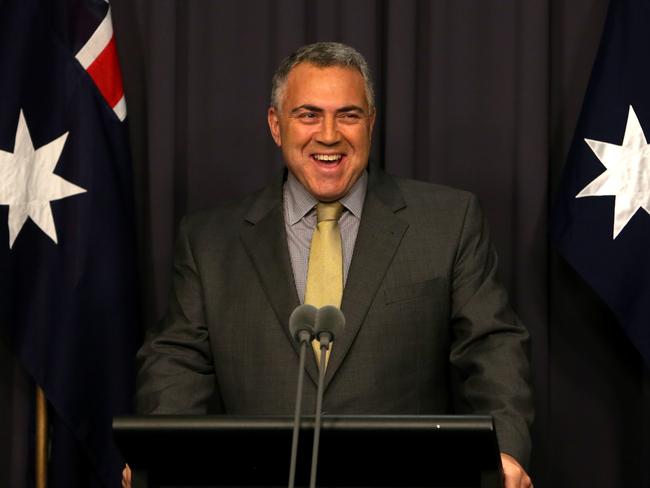 All smiles ... Treasurer Joe Hockey holding a press conference at Parliament House in Canberra. Pic: Kym Smith