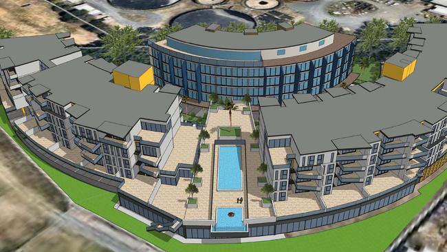 An artist impression of the Corcoris buildings next to the Gold Coast Turf Club.