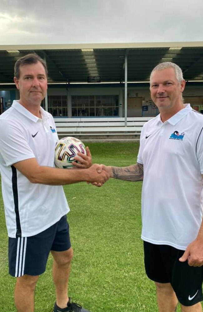 Maroochydore Swans head coach Warren Crickmore (left). Picture: Facebook