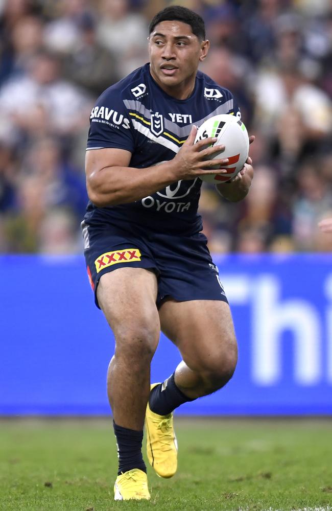 Jason Taumalolo of the North Queensland Cowboys during the Round 24 NRL match against Cronulla Sutherland Sharks at Queensland Country Bank Stadium on July 28, 2024. Picture: Scott Davis / NRL Photos