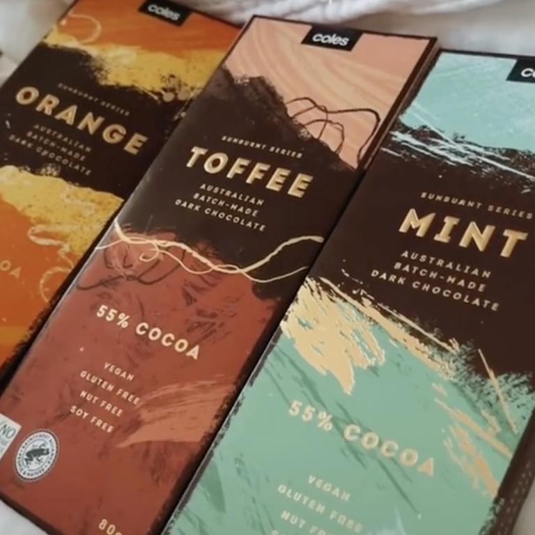 The chocolate comes in three flavours and is $5 per block. Picture: TikTok/Kaitlin Knight.