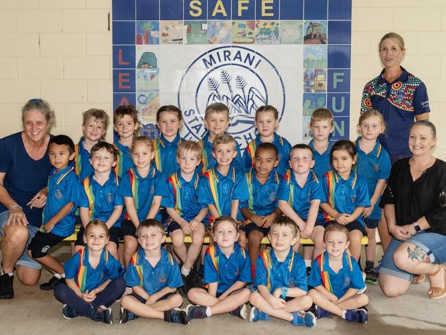 Mirani State School Prep D Back row: Huddy Heathcote, Lane Fordyce, Cara Newman, Connor Swan, Everleigh OConnell, Nash Garwood, Sunny Middle row: Tokio Howitt, Ruben Scells, Violet Duell, Bailey Worthington, Pat McKeering, Jo Jo Namok, Toby Dooley, Isla Duffy Front row: Zarah Williams, Torrin Lade, Riley Tier, Jack Nicolai, Klancie Angus Teacher Mrs Daly, Mrs Shaw-Jone Teacher Aide Mrs Watt Picture: Michaela Harlow.