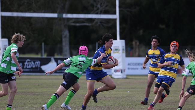 Action galleries of the junior rugby union grand finals, match played at Surfers Paradise Home Ground. Gold Coast Eagles Vs Currumbin Alligators under 16s division. Picture Mike Batterham