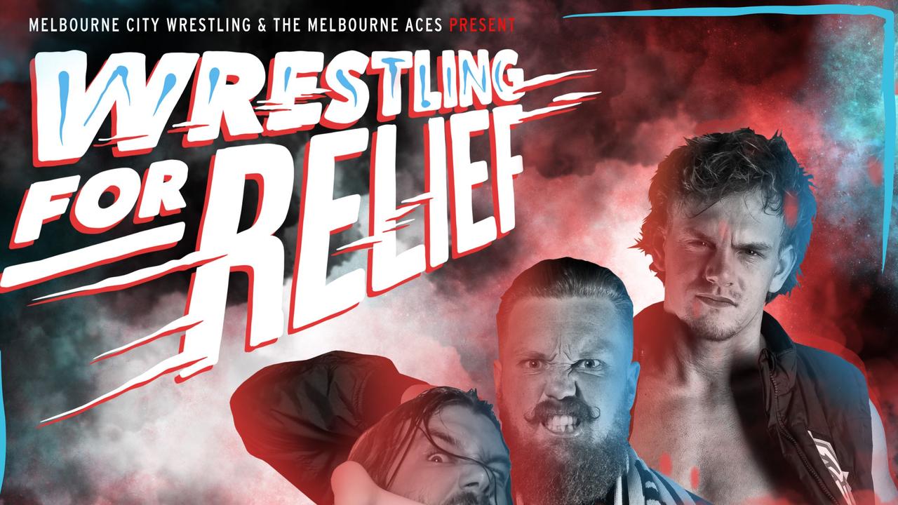 The poster for the Wrestling For Relief show on January 19 in Melbourne.