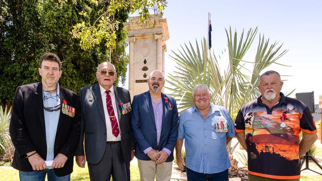 (Left to right) Charleville RSL Sub Branch President Greg Field, D.P. (George) Donohue OAM, Sean McConnell, Ron Reid and Rob Hickson. Optix Photography: Supplied.