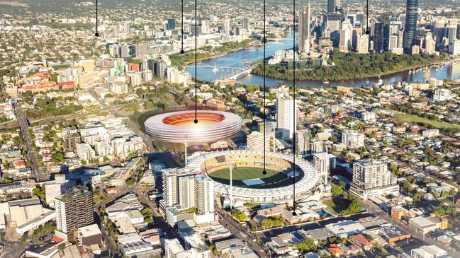 Kirk Studio Architects GABBA Stadium proposal - The Brisbane 2032 Olympic and Paralympic Games will one of the most important events for Brisbane and Queensland in our States 155 year history. The Olympic stadium is traditionally the centre piece of the games and legacy venues, however currently this is a contentious issue in Brisbane. There is one obvious solution for the Queensland Olympic Stadium and its hiding in plain sight, right next door to the Gabba Stadium. The Woolloongabba Cross River Rail (CRR) site is a major piece of land sitting opposite the existing Gabba Stadium, the site is Government owned, it is basically empty and is the most accessible site in the City with the soon to be completed Cross River Rail Station - let us call this site ‘Gabba West.’ The existing Stadium is ‘Gabba East.’ The ‘Gabba West’ site is larger than the ‘Gabba East’ site, is vacant and seemingly has no other purpose planned - it allows the existing Gabba Stadium to operate throughout the new build and then this existing stadium can provide the warm-up, support and ancillary functions, during the 2032 Olympic period. Importantly the ‘Gabba West’ site already has the major transport infrastructure in place - unlike all the other speculative siting options proposed. Picture Kirk Studio