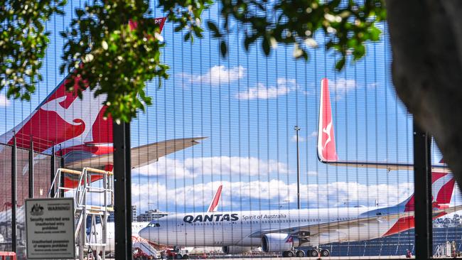 Qantas aircraft parked at Sydney Airport. Picture: NewsWire/Flavio Brancaleone