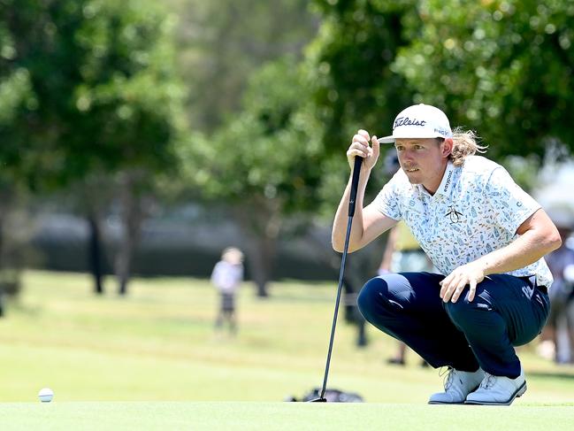 Cam Smith lines up a putt at Royal Queensland on Friday. Picture: Bradley Kanaris/Getty Images