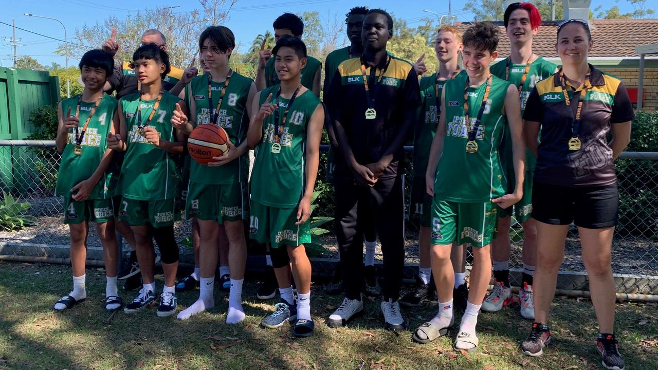 The Ipswich Force under-16 basketball team which won the Queensland Division 2 grand final this afternoon.