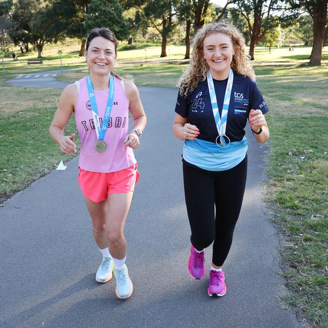 Sydney Marathon runners Shannen Lane and Gemma Byrne. Picture: Rohan Kelly