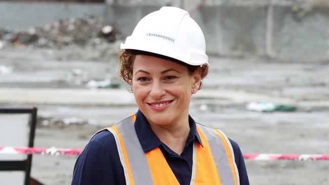 Deputy Premier and Treasurer Jackie Trad inspects the Go Print demolition site, which will be used as the Cross River Rail Woolloongabba station. Picture: Liam Kidston