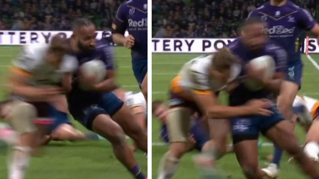 It's the Billy Slater tackle all over again. Photo: Fox Sports