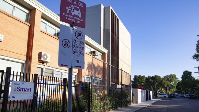 The school’s drop-off zone was deserted after the closure. Picture: Sarah Matray