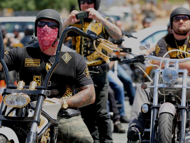 Members during a Comanchero National Bikie Run in 2016.