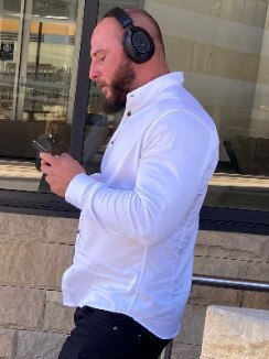 Andrew Matijevic outside Newcastle Local Court. He was charged over a fatal crash at Kotara on April 12, 2020, which killed Patricia Freestone. Picture Amy Ziniak