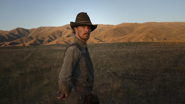 Benedict Cumberbatch fully clothed in his Oscar-nominated role in The Power of the Dog. Picture: Kirsty Griffin/Netflix