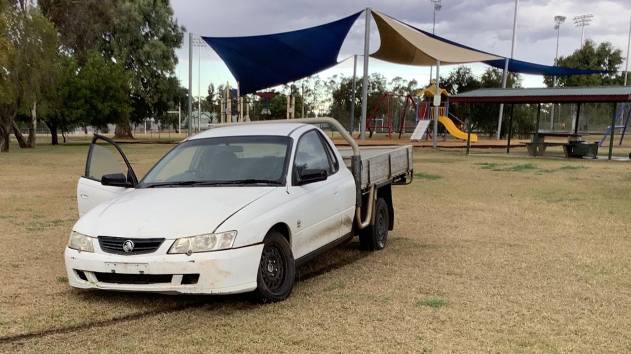 The white ute came to a stop metres from a Mundubbera playground. Picture: Contributed