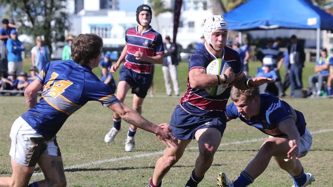 GPS schoolboy rugby union game between The Southport School and Churchie. TSS Player No12 Jye Gray Churchie Player No 14 Mac Kelley Picture Mike Batterham