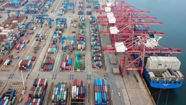 The port in Lianyungang in China's eastern Jiangsu province. Australia is on track to export its second-highest amount of goods to China. Picture: AFP