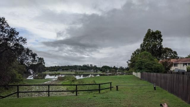 A flooded Nerang Bulls rugby club. Supplied.