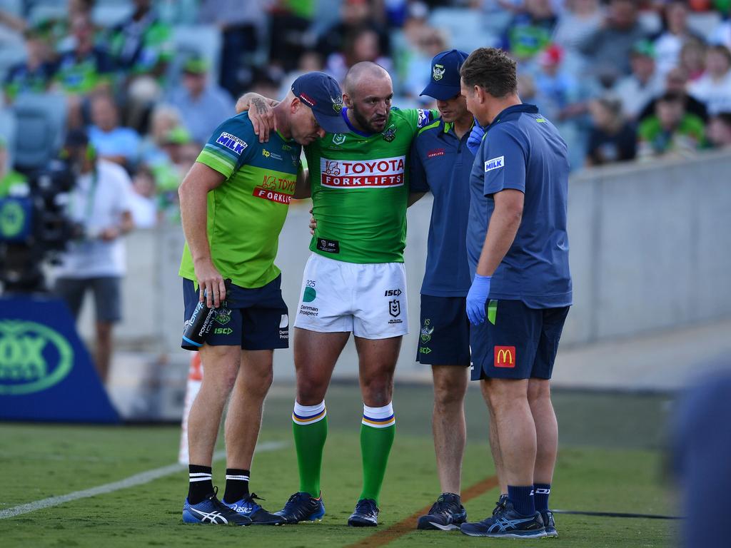 Josh Hodgson’s 2022 season was over after just six minutes. Picture: NRL PHOTOS