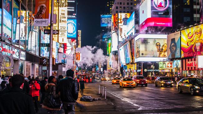 Digital billboards dominate New York’s Times Square. Picture: Nicolai Berntsen