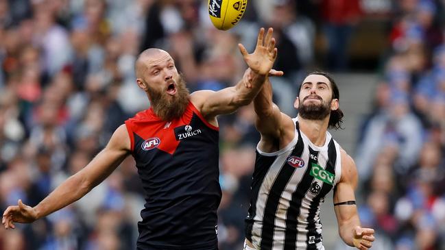 Dominant ruckmen like Melbourne’s Max Gawn and Collingwood’s Brodie Grundy will be among the most valuable players in the game as the new clearance rules take effect. Picture: Getty Images