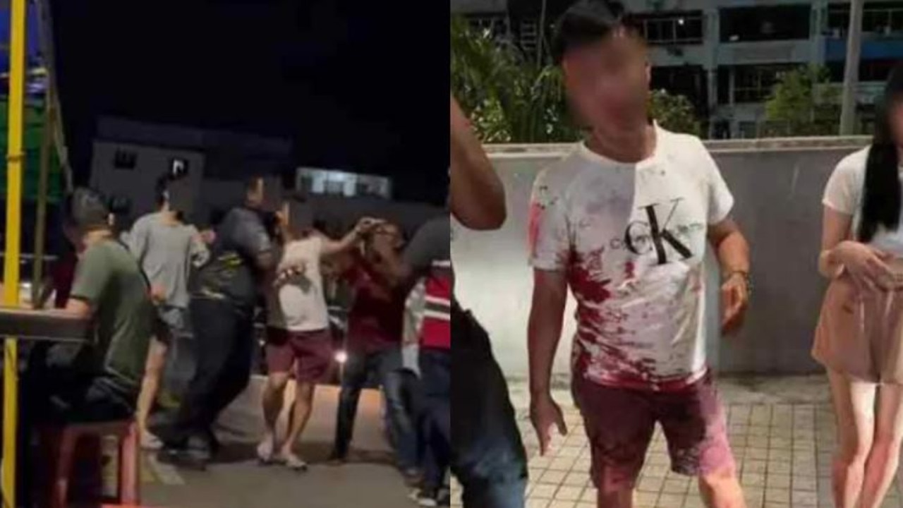 A fight broke out after a man made a comment about a woman's breasts.