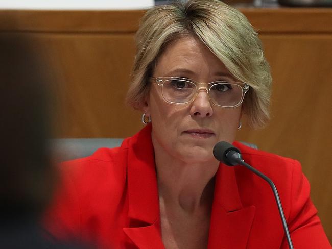 Kristina Keneally asks questions at a Senate Estimates hearing on Legal and Constitutional Affairs  at Parliament House in Canberra. Picture Kym Smith