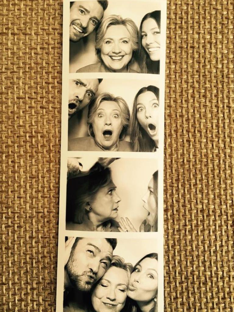 Justin Timberlake, Hillary Clinton and Jessica Biel, "Look who came over for lunch... #imwithher" Picture: Instagram