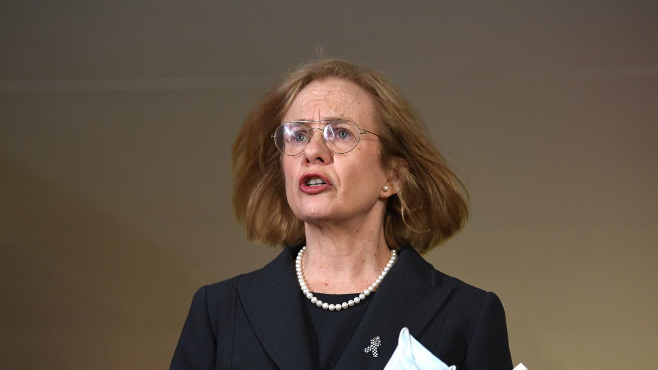 Queensland Chief Health Officer Dr Jeannette Young speaks during a press conference at Parliament House to provide a Covid-19 update. Picture: NCA NewsWire / Dan Peled