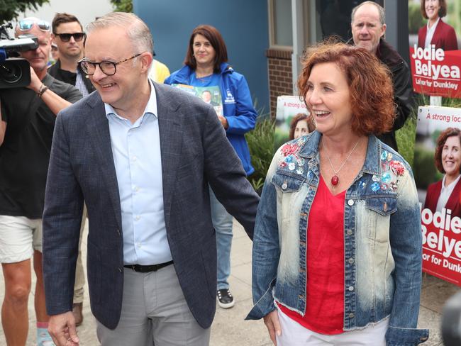 Dunkley by Election,  Labor Candidate Jodie Belyea at Derinya Primary School where she voted along with PM Anthony Albanese. Saturday, March 2, 2024. Picture: David Crosling