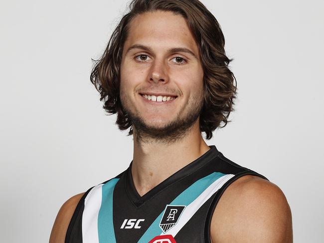 Riley Grundy during his time with Port Adelaide. Picture: Dylan Burns