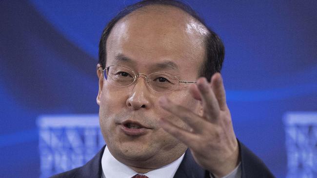 Chinese ambassador Xiao Qian at the National Press Club in Canberra on Wednesday. Picture: NCA NewsWire / Gary Ramage