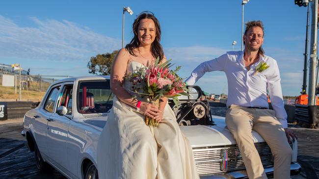 Bonnie and Joel Sykes at their Red CentreNATS wedding. Picture: Supplied/NT government