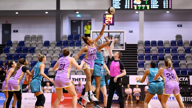 The Melbourne Sports Centres bleachers were near empty for the Southside v Melbourne clash. Picture: Getty Images