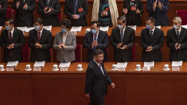 Xi Jinping arrives to a round of applause as he arrives at the National People’s Congress at the Great Hall of the People on Saturday. Picture: Getty Images