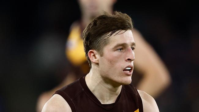 MELBOURNE, AUSTRALIA – APRIL 29: Josh Ward of the Hawks in action during the 2023 AFL Round 07 match between the Western Bulldogs and the Hawthorn Hawks at Marvel Stadium on April 29, 2023 in Melbourne, Australia. (Photo by Michael Willson/AFL Photos via Getty Images)